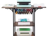 Heat Press Table 3Tier Movable Heat Press Stand Foldable with Wheels Brown