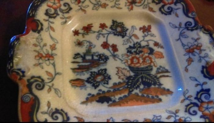 AntiqueAntique Amherest Japan Twin Handled Serving Plate