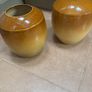 Buy 1 get 1 FREE - A Large Glazed Vintage Earthenware Mustard ( 2 tone ) Vase and 1 similar one Free Image 4