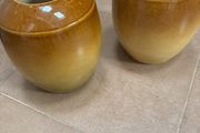 Buy 1 get 1 FREE - A Large Glazed Vintage Earthenware Mustard ( 2 tone ) Vase and 1 similar one Free
