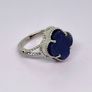 Lapis Lazuli Clover Leaf Ring in Platinum Overlay Sterling Silver 6.18 Ct. Image 3