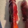 2x wooden sculptures, vintage hand carved wood busts of Fijian man and woman Image 7