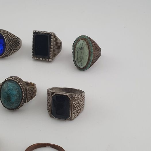 Traditional Ring Collection Lot of 15 Rustic Brass Jewellery Pieces