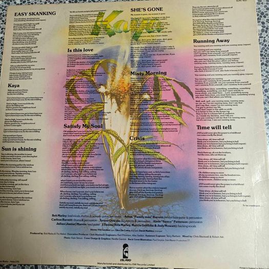 Bob Marley & The Wailers, Kaya LP, original press, w/inner Island sleeve.