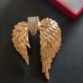 Gold Tone Angel Wing Brooch with Sparkling Crystals Large Guardian Angel Pin Badge Statement Broach Image 5