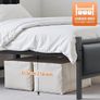 Single Bed Frame with Upholstered Headboard, 3ft Metal Beds with Sturdy Steel Slats Support Platform, Black Single Bed with Storage, Noise Free, Easy Assembly, No Box Spring Needed Image 3