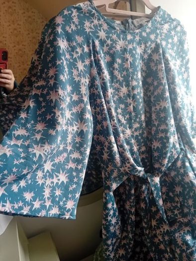 uk10 star print midi 3/4 sleeve