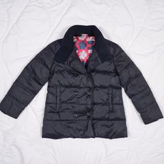 Roxy Girl Black Puffer Jacket with Floral Lining 8UK/36EU