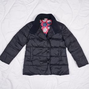 Roxy Girl Black Puffer Jacket with Floral Lining 8UK/36EU