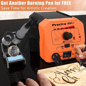 Wood Burning Station, Preciva Wood Burning Pen Tool Set with Fast Heat Up Soldering Woodburner Station, 40W 250-750 Adjustable Temperature, 20 Tips for Pyrography Wood Engraving Craft