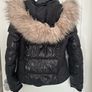 black quilted  jacket with fur hood from river island Image 6