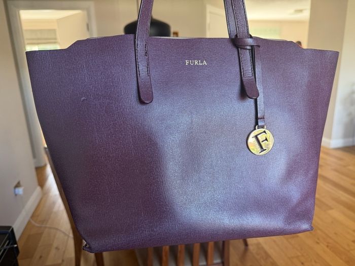 Furla Aubergine Saffiano Leather Bag