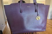 Furla Aubergine Saffiano Leather Bag