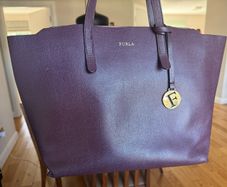 Furla Aubergine Saffiano Leather Bag