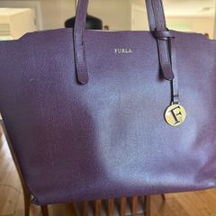 Furla Aubergine Saffiano Leather Bag