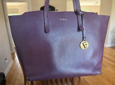 Furla Aubergine Saffiano Leather Bag