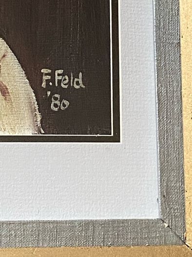 Framed Vintage Oil Portrait of Saint Padre Pio Signed F. Feld '80