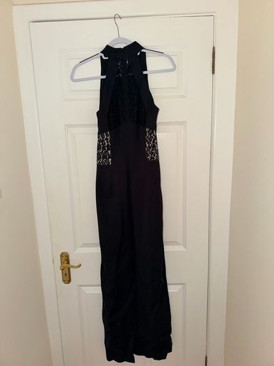 Karen Millen Black Lace-Detail Midi Dress - size UK 10