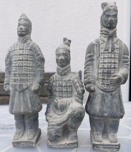 Trio of Vintage Chinese Terracotta Army Soldiers of Qin Shi Huang