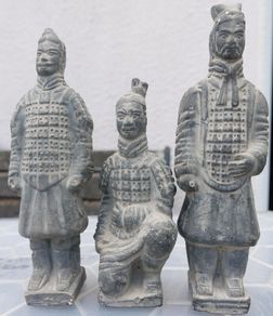 Trio of Vintage Chinese Terracotta Army Soldiers of Qin Shi Huang