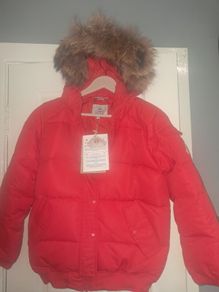 Brand New Never Worn Pyrenex Aviator Fur Girls Down Jacket Age 14 Mascotte Red