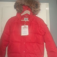 Brand New Never Worn Pyrenex Aviator Fur Girls Down Jacket Age 14 Mascotte Red