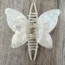 Iridescent White, Cream and Pink Long Butterfly Claw Clips Image 2
