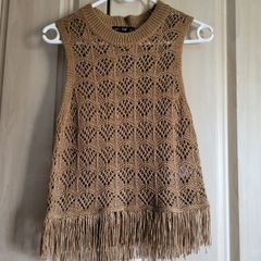 F&F Beige crochet summer shirt blouse S NEW