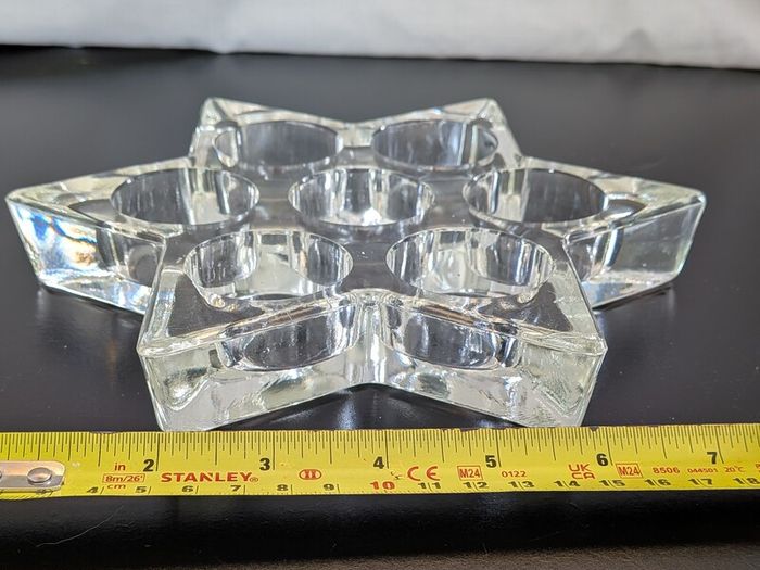 Star of David Glass Candle Holder Seven Light Jewish Judaica Tealight