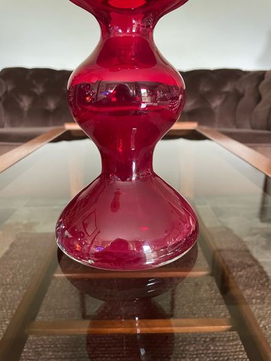 Uber Retro Mid Century Heavy Ruby Red Vase