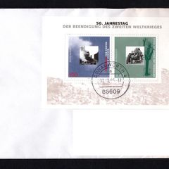 1995 Germany (Deutsche Bundespost) The 50th Anniversary of the End of World War II Commemorative Stamp Miniature Sheet Used on First Day of issue on addressed plain envelope.