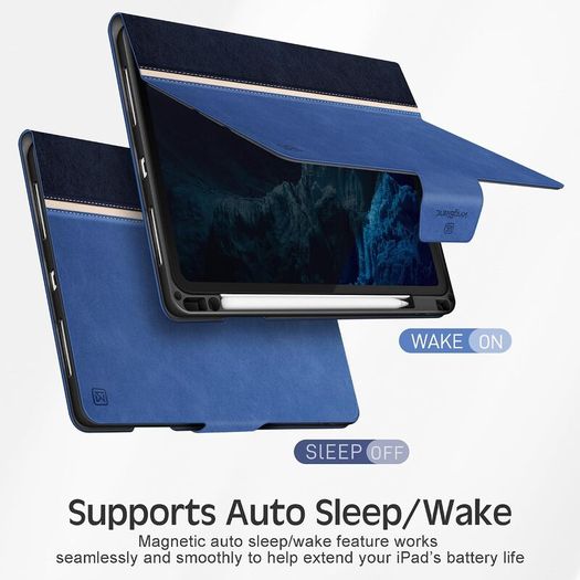 KingBlanc for iPad Pro 13 inch Case (2024, M4) with Pencil Holder, Vegan Leather Smart Stand Protective Cover [Auto Sleep/Wake + Support Pencil...