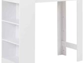 Bar Table with Shelf White Coffee Dining - Free Delivery Nationwide