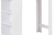 Bar Table with Shelf White Coffee Dining - Free Delivery Nationwide