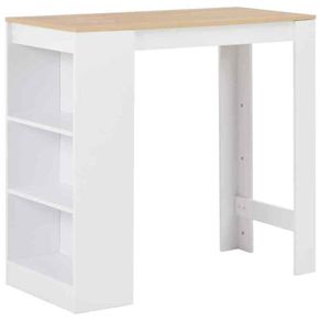 Bar Table with Shelf White Coffee Dining - Free Delivery Nationwide