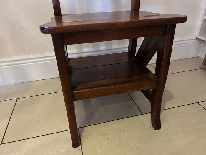 Wooden library chair and stepladder
