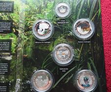 314 Euro issue price - 5 X Silver Tropical Zone coin medal set with Germany 5 euro 2018