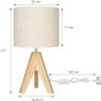 36cm Wood Bedside Table Lamp, Tripod Desk Lamp with Beige Linen Lampshade, On-Off Switch, Desk Lamps for Reading, Bedroom, Living Room, Study, Office, E27 Base Image 7