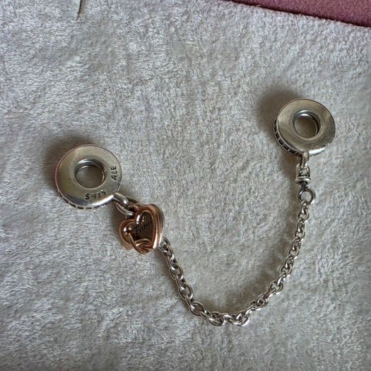 Pandora Family Heart safety chain charm very good condition hallmarked
