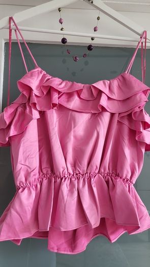 TOPSHOP pink ruffle cami Sz 14 - Bnwt Rrp 40