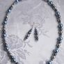 Cold as Ice Beaded Handmade Necklace Ice Blue & Grey with matching earrings Image 2