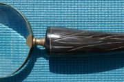 Vintage Magnifying Glass Hand Lens with a Curled Horn Handle
