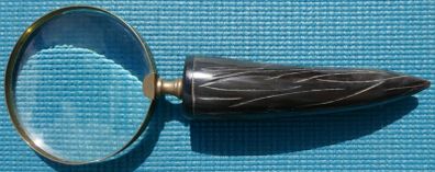 Vintage Magnifying Glass Hand Lens with a Curled Horn Handle