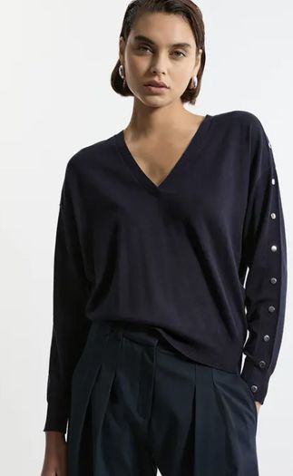 Karen Millen navy v neck jumper