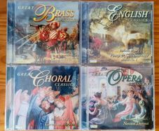 4 CD's Great Brass Classics / English classics / Opera classic / Choral classic. From 2000 / Laser Light Digital records, VG condition. l