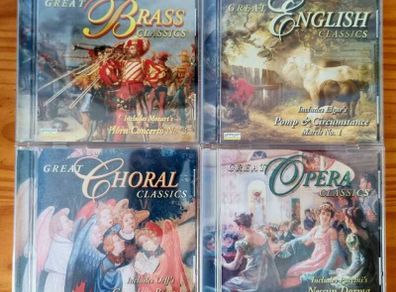 4 CD's Great Brass Classics / English classics / Opera classic / Choral classic. From 2000 / Laser Light Digital records, VG condition. l