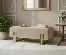 Aurora Modern Cream-Gold Extended Bench 100x35cm