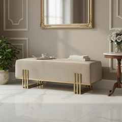 Aurora Modern Cream-Gold Extended Bench 100x35cm