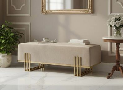 Aurora Modern Cream-Gold Extended Bench 100x35cm