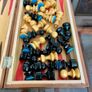 Vintage Decorative Foldable Chessboard with Hand Carved Detail and Chess Pieces 26 cm Square Image 9